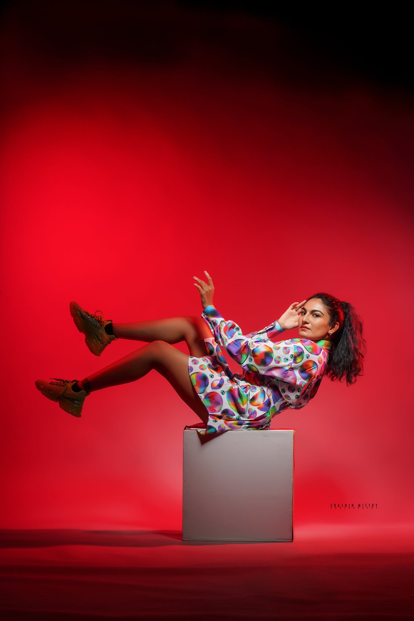 Rainbow Bubbles Shirt Dress