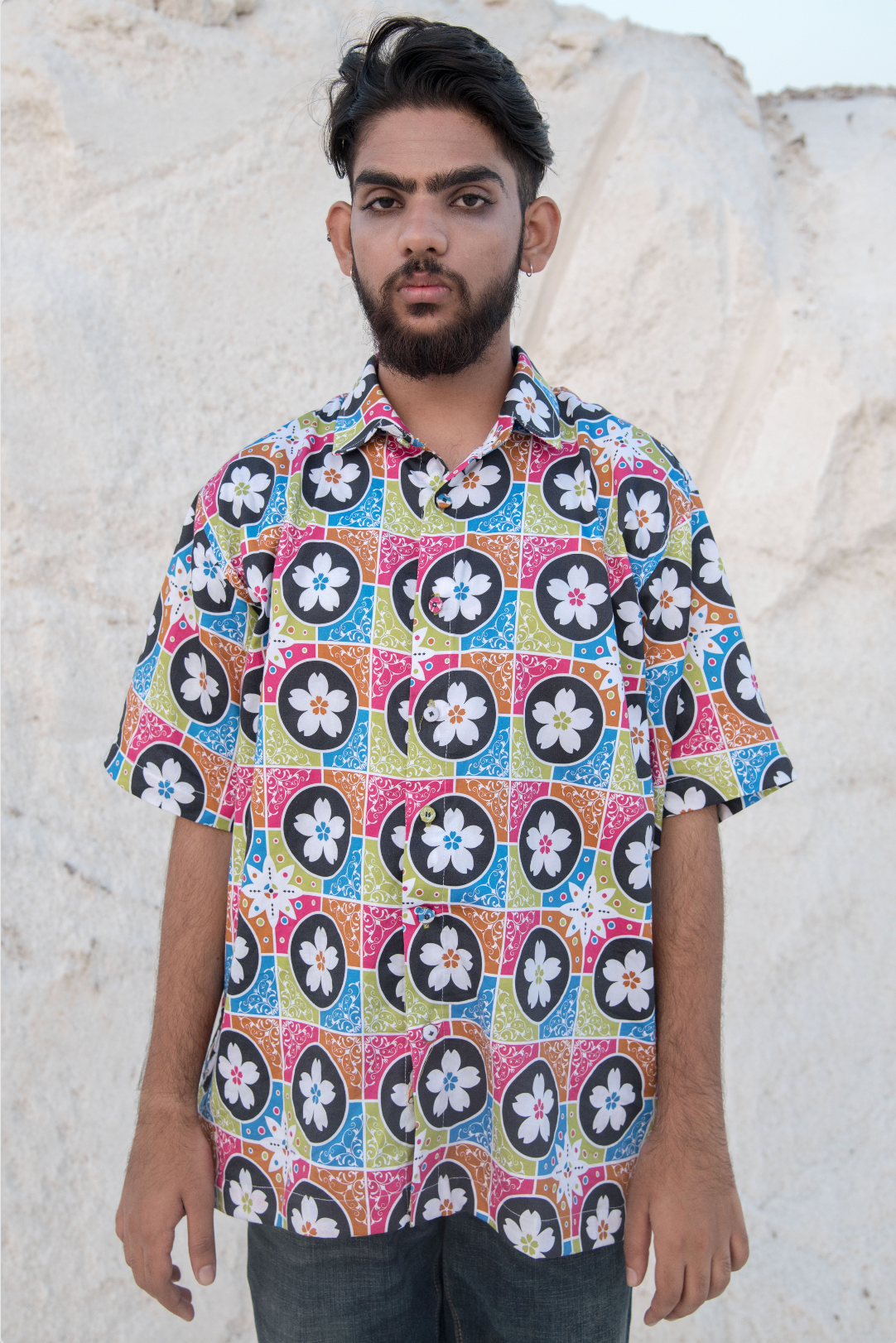 Floral Tile Oversized Shirt