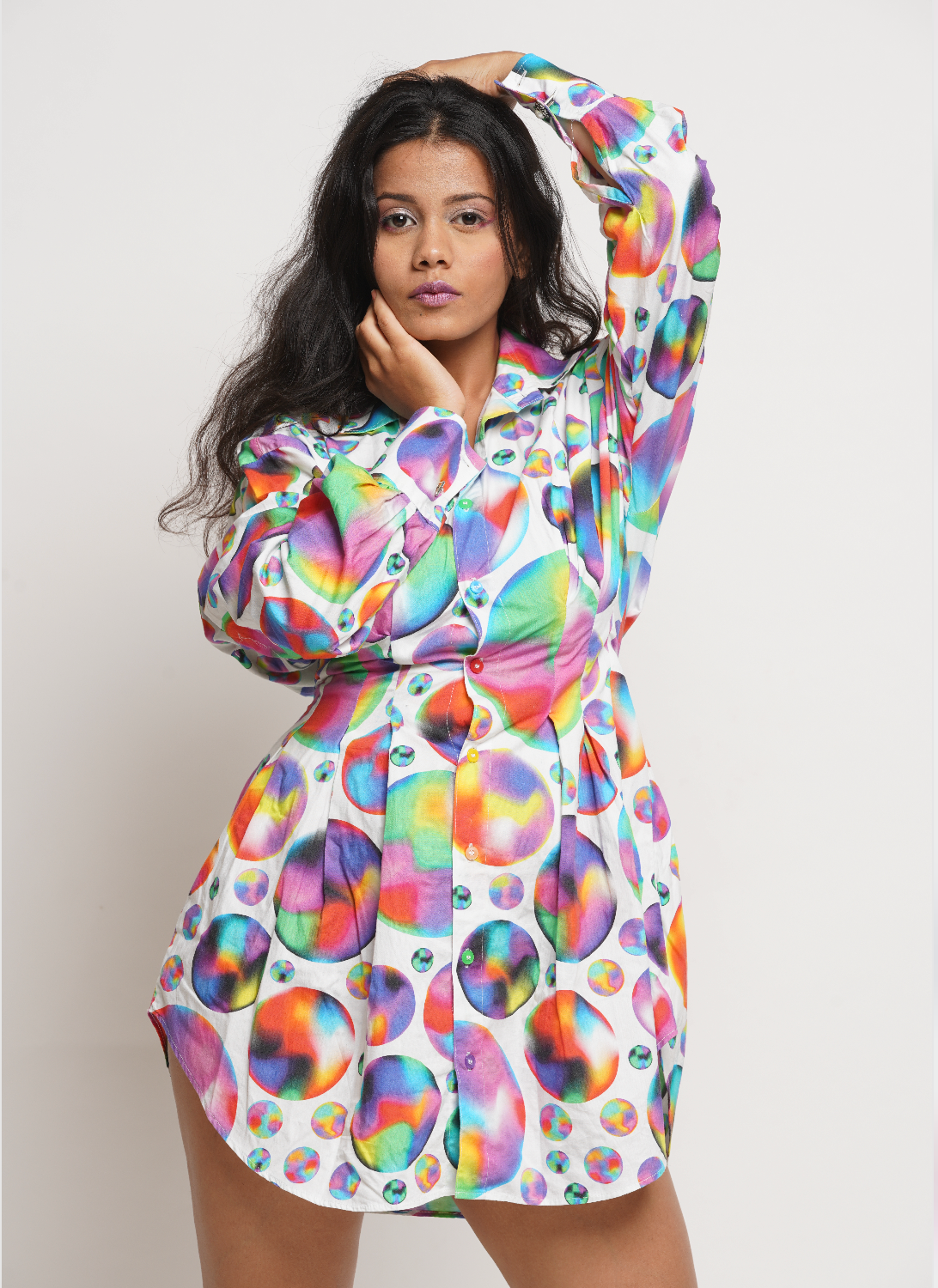 Rainbow Bubbles Shirt Dress