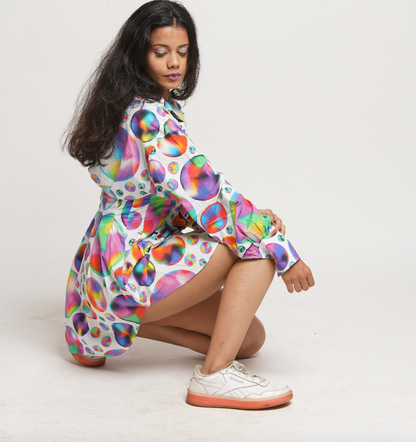 Rainbow Bubbles Shirt Dress